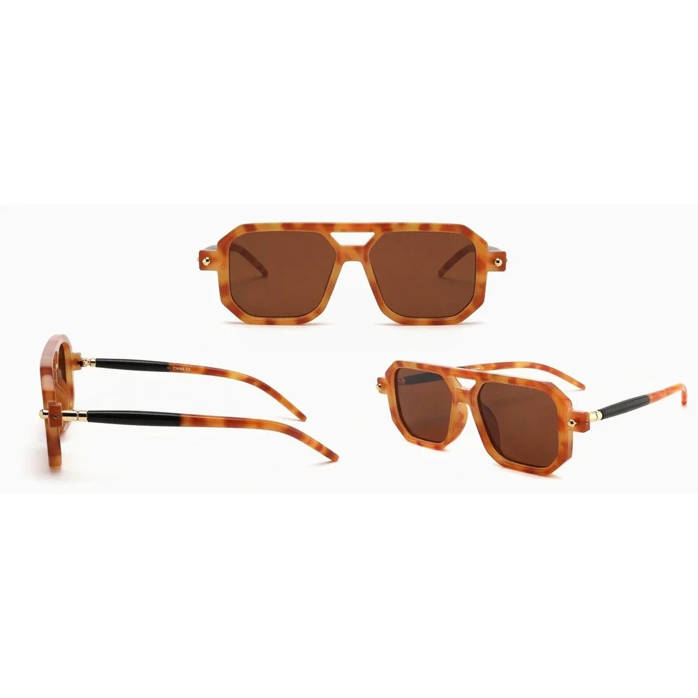 Mens‎ Geometric Sunglasses Tortoiseshell Brown Lens Retro Fashion Design Shades